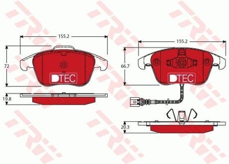 Комплект тормозных колодок, дисковый механизм TRW GDB1762DTE