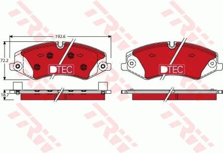 Комплект тормозных колодок, дисковый механизм TRW GDB1898DTE