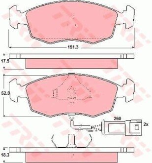 Гальмівні колодки, дискове гальмо (набір) (LUCAS) TRW GDB301