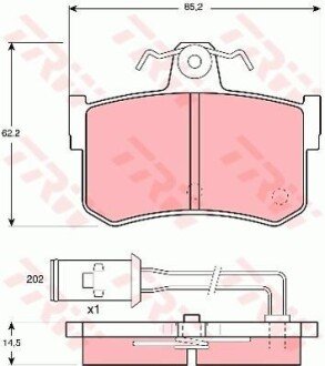 Комплект тормозных колодок, дисковый механизм TRW GDB486