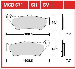 Комплект тормозных колодок, дисковый механизм TRW MCB671SH