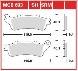 Комплект тормозных колодок, дисковый механизм TRW MCB693SRM