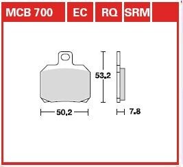 Комплект тормозных колодок, дисковый механизм TRW MCB700EC