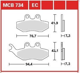 Комплект тормозных колодок, дисковый механизм TRW MCB734EC