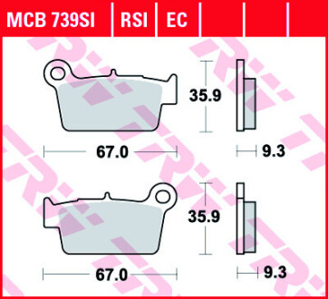 Комплект тормозных колодок, дисковый механизм TRW MCB739EC