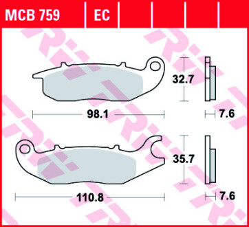 Комплект тормозных колодок, дисковый механизм TRW MCB759EC (фото 1)