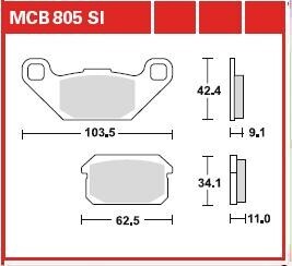 Комплект тормозных колодок, дисковый механизм TRW MCB805SI