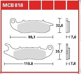 Комплект тормозных колодок, дисковый механизм TRW MCB818