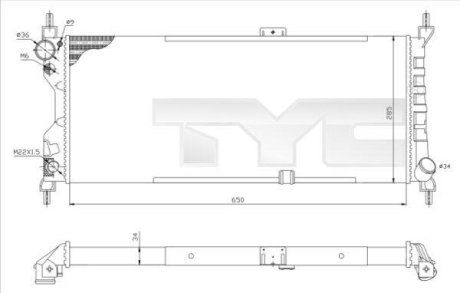 Радиатор, охлаждение двигател TYC 7250019R