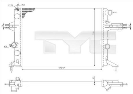 Радиатор, охлаждение двигател TYC 7250021