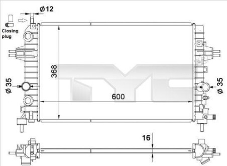 CHгODNICA WODY OPEL ASTRA H/ZAFIRA B 1,6/1,8 04- 725-0036 TYC 7250036