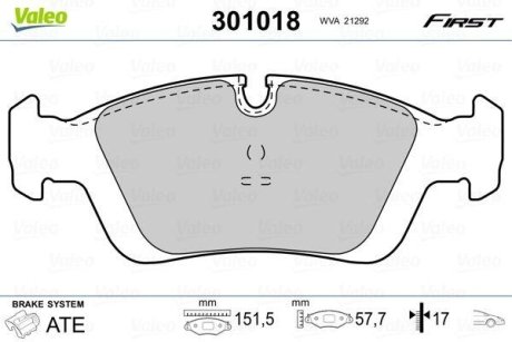 Колодки гальмівні BMW P. E36/E46/E85 90- Valeo 301018