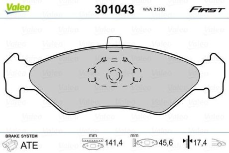 Колодки гальмівні MAZDA P. 121 96-03 BEZ CZUJNIKA Valeo 301043