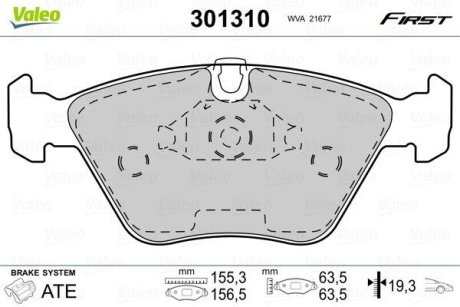 Колодки гальмівні BMW P. E39 96-04 Valeo 301310