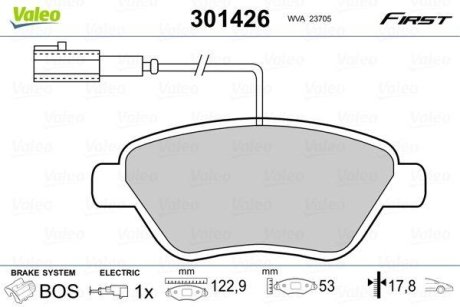 Комплект тормозных колодок, дисковый механизм Valeo 301426