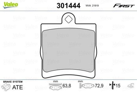 Колодки гальмівні DB T. W203/W210/R170 96-07 Valeo 301444