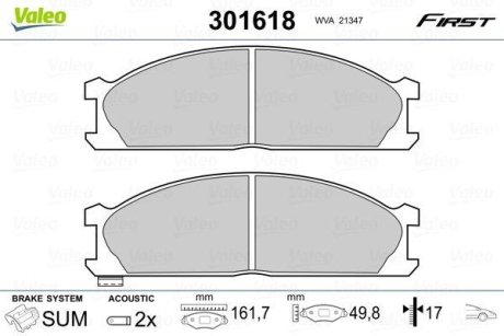 Колодки тормозные передние дисковые Valeo 301618