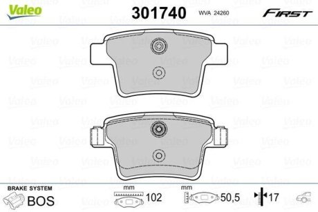 Колодки гальмівні FORD T. MONDEO 00-07 Valeo 301740