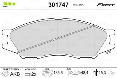 Гальмівні колодки дискові NISSAN AlmeraClassic(B10) "1,6 "F "06>> Valeo 301747