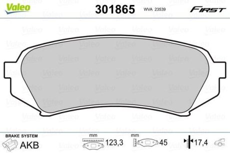 Колодки гальмівні TOYOTA T. LANDCRUISER 4,2TDI 98- Valeo 301865