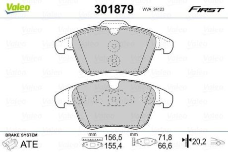 Комплект тормозных колодок, дисковый механизм Valeo 301879