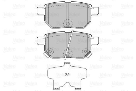 Гальмівні колодки, дискове гальмо (набір) Valeo 598933 (фото 1)