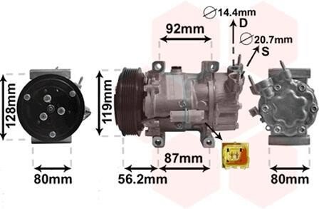 Компрессор, кондиционер Van Wezel 0900K214