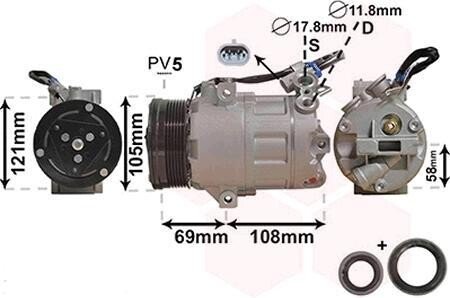 Компрессор, кондиционер Van Wezel 3700K438