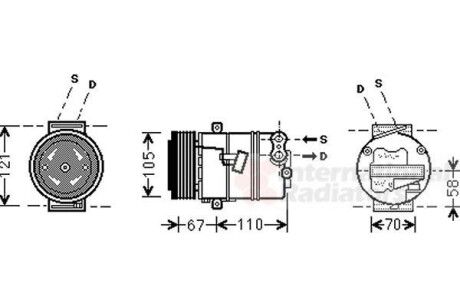 Компрессор, кондиционер Van Wezel 3700K494