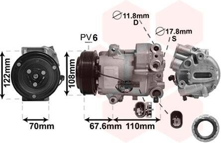 Компрессор, кондиционер Van Wezel 3700K605