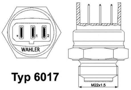 Термовыключатель, вентилятор радиатора WAHLER 601785D