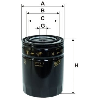 Фільтр оливи WIX FILTERS WL7222