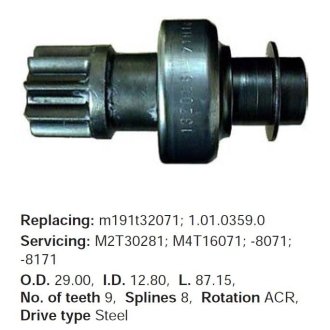 Бендикс стартера ZEN ZN0359