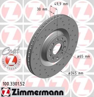 Гальмівний диск ZIMMERMANN 100330152