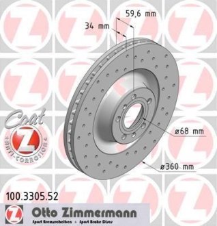 Диск тормозной ZIMMERMANN 100330552