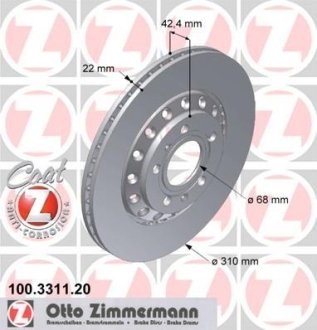 Диск тормозной ZIMMERMANN 100331120