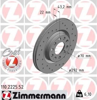 Гальмівний диск ZIMMERMANN 110222552