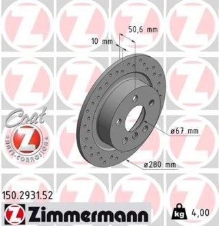 Тормозной диск ZIMMERMANN 150293152