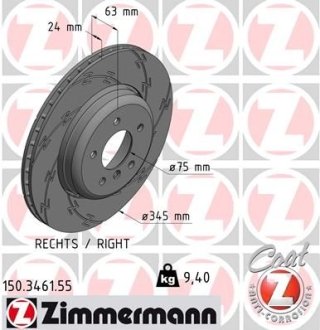 TARCZA HAMULC. BMW 5 E60 03- PT /ZIM-/ ZIMMERMANN 150346155 (фото 1)