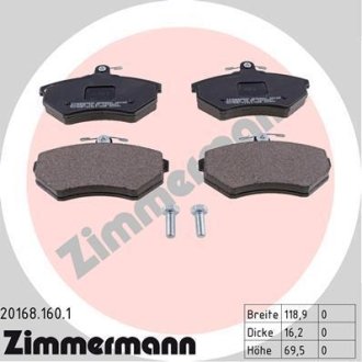 Гальмівні колодки, дискове гальмо (набір) ZIMMERMANN 201681601