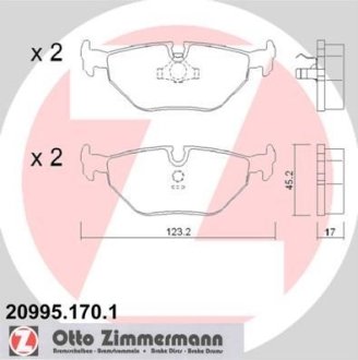 Гальмівні колодки зад BMW E34 18-40i/E32 30-50i ZIMMERMANN 209951701