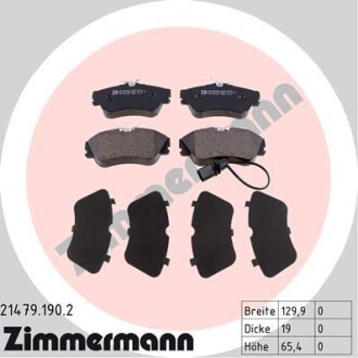 Комплект гальмівних колодок, дискове гальмо ZIMMERMANN 21479.190.2