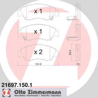 Комплект тормозных колодок, дисковый механизм ZIMMERMANN 216971501