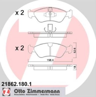 Гальмівні колодки, дискове гальмо (набір) ZIMMERMANN 218621801