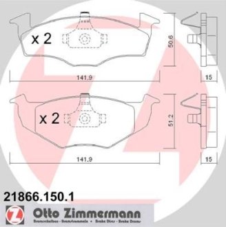 Комплект тормозных колодок, дисковый механизм ZIMMERMANN 218661501