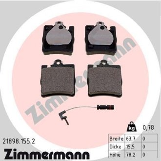 Комплект тормозных колодок, дисковый механизм ZIMMERMANN 218981552