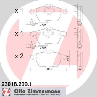 Комплект тормозных колодок ZIMMERMANN 230182001