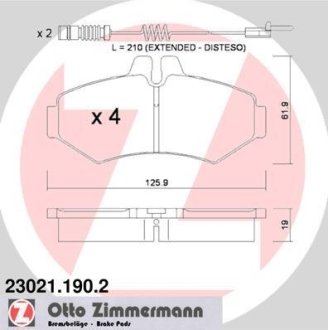 Комплект тормозных колодок, дисковый механизм ZIMMERMANN 230211902