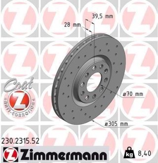 Тормозной диск ZIMMERMANN 230231552