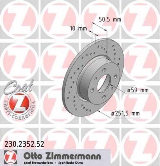 Гальмівний диск ZIMMERMANN 230235252 (фото 1)